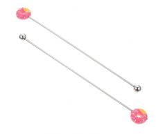 FELTECHELECTR 2Pcs Cocktail Agitatore Mini Miele Frusta Succo di Frutta Bevande caffè Riutilizzabile Cocktail per Bevande Cibo in Acciaio Inox Raccoglie Succo Asta di Miscelazione Asta di