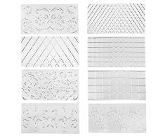 BELLE VOUS Stampi per Dolci Particolari in Plastica per Goffratura (8pz) - Design Floreali, Damascati e Griglia - Stampi per Pasta di Zucchero 3D per Decorazioni Dolci, Gelatine e Prodotti da Forno