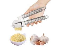 Utensili Da Schiaccia Aglio Acciaio Inox Spremiaglio Da Cucina Schiaccia Aglio Pressa Manuale Pratico E Facile Da Pulire Facile Da Spremere Aglio E Zenzero Robusto E Durevole (Argento)