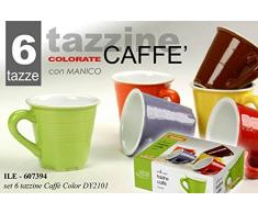 Gicos Set 6 TAZZINE Caffe Colorate con Manico Colori Assortiti ILE-607394