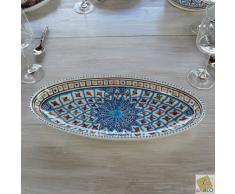 YODECO Piatto Ovale bakir, Ceramica, Turquoise, 24 x 24 x 5 cm