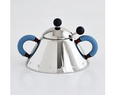 Alessi 9097 Zuccheriera con Cucchiaino in Acciaio Inossidabile 18/10 Lucido, Manici in PA, Azzurro e Pomolo in PA, Nero