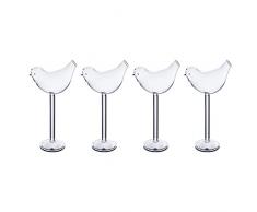 YARNOW 4 bicchieri da cocktail in vetro trasparente a forma di uccello, per casa, bar, ristorante