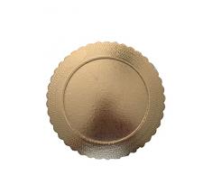 MAQA Sottotorta tondo per torte in cartone pressato, vassoio sotto porta oro in cartoncino DIAMETRO 32 CM