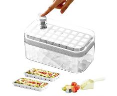 AHOUGER Vassoio Per Cubetti Di Ghiaccio Con Coperchio, 64 Stampi Per Cubetti Di Ghiaccio Con Contenitore, Vassoi Per Ghiaccio Per Congelatore Per Whisky, Cocktail, Senza Bpa, Riutilizzabile…