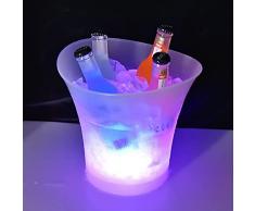 Secchiello Ghiaccio LED, 5L LED Secchiello Ghiaccio, Secchiello per Il Ghiaccio per Vino E Champagne, per Feste, Casa, Bar Club a Tema Ristorante Pub Vino da Bere Succo di Birra(sfumatura Colorata)