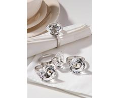 Premier Housewares 1403755 Set da 4 Portatovaglioli Diamante, Chiaro e Finitura Cromata