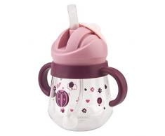 Tazza per bambini 6+Mesi, con Cannuccia ponderata e anti-fuoriuscita, Transition Cup Bicchiere, con Manici, a prova di perdite, con Beccuccio Morbido, 260 ml, senza BPA (Viola)