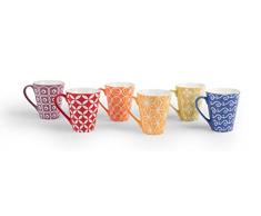 Excelsa 60670 Etnika Set 6 Tazze Mug, Porcellana, Multicolore