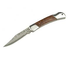 Izumi ICHIAGO - White Owl - Coltello a serramanico in movimento giapponese VG 10 Acciaio DAMASCO con custodia in pelle