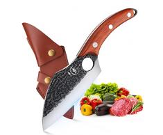 Mannaia Giapponese per il Taglio Della Carne, Coltello Chef Damasco, Coltelli da Macellaio Forgiati a Mano, Coltelli da Cucina Professionali, Coltello da Disosso Full Tang per Cucina e Campeggio BBQ