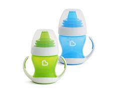 Tazza di Transizione Munchkin, Tazze con Beccuccio, Manici e Tappo in Silicone per Neonati a Partire da 4 Mesi, senza BPA, Lavabili in Lavastoviglie - 118 ml, Confezione da 2 Tazze, Verde/Blu