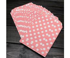 100x bustine 13*17CM carta porta confetti,dolce,pane,colorata pois matrimonio (PINK)