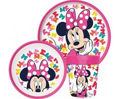 Minnie - Set di stoviglie per bambini con piatto, ciotola per cereali e tazza