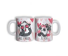 Babloo Coppia di Tazze Mugs Love You And Me Idea Regalo San Valentino all I Need Is You Grafica 1