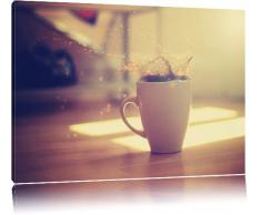 Tazza di caffè schizza fuori, pittura su tela, Immagini XXL completamente incorniciate con grandi cornici di cuneo, foto muro Stampa artistica con cornice, più economico di pittura o di un dipinto a olio, non un manifesto o un