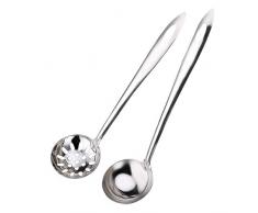 Mestolo Da Zuppa in Acciaio Inossidabile, Mestolo Lungo Acciaio, Cucchiaio Filtro Olio, 10,9 Pollici, Adatto Per Zuppe, Condimenti, Pentola Calda