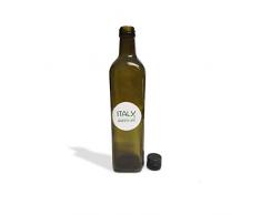 Italy Green Life 12 Bottiglie per Olio Vuote in Vetro Scuro Marasca UVAG ad Alta Conservazione da 1000ml con Tappo Ermetico e Salvagoccia per Olio, Liquore, 12 Bottiglie da 1L Made in Italy