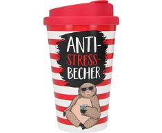Depesche 2180-053 Tazza To Go in Plastica con Scritta, 350 Ml, Riutilizzabile, Antistress con Motivo a Bradipo, Multicolore, 10271601