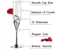 Flûte di Fascia Alta, Bicchieri per i Brindisi di Nozze/Feste, Bicchieri di Vino Rosso Creativi, Regalo di Anniversario di Matrimonio (Argento, Stile 1)