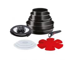 Lagostina Ingenio Essential Plus Batteria di Pentole, Alluminio per Gas e Forno, 17 Pezzi, 2 Casseruole Fonde, 2 Padelle, Tegame, Wok, 5 Coperchi, 5 Proteggi Padella e Manico Removibile