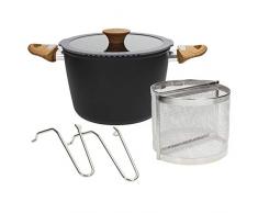 Tognana Set Pentola per la Pasta Multifunzione Country Chic, 22 cm, Alluminio forgiato, Nero