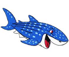 Set di 2 toppe ricamate a forma di squalo, applicate con ferro da stiro o da cucire, colore: blu