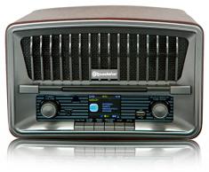 Roadstar HRA-270CD+BT Radio CD Portatile Vintage Digital Dab/Dab+/FM, Lettore CD-MP3, Bluetooth, USB, Stereo, AUX-IN, Display LCD, Telecomando, Connessione per cuffie, Allarme, Legno
