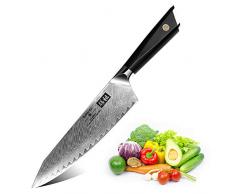 SHAN ZU Coltello da Chef Damasco 20 cm, Coltello da Cucina a 67 Strati in Acciaio Damasco Giapponese AUS10 Kiritsuke ad Alto Contenuto di Carbonio con Impugnatura G10 - GYO Series