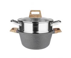 KASANOVA Casseruola con vaporiera 24 cm Eco Petra Grigio