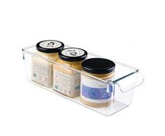 iDesign Organizer cucina con manico, Piccolo contenitore cucina in plastica senza coperchio, Scatola cucina ideale per cassetti, dispensa e molto altro, trasparente