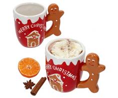 MamboCat Set di 2 Tazze da caffè Pan di Zenzero I 350 ml I per 2 Persone I Buon Natale, Pan di Zenzero I X-mas I Pentola, Tazza per Vin brulé, zabaione, Punch I Terracotta