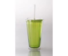 Gimex 550/080 - Bicchiere con Coperchio a Vite e Cannuccia, capacit 450 ml, Colore: Giallo Limone