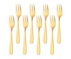 BISDARUN Forchettine da dolce Oro colorate Forchette da dessert 8 pezzi acciaio inox forchettine aperitivo mini forchette da tavola per frutta 13,6CM