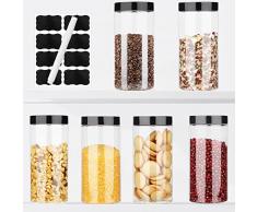 6 Pezzi Barattolini Plastica per Alimenti, Barattolino Plastica con Coperchio, Barattolo Plastica Marmellata, Barattoli Alimenti 500 ml, Contenitori Biscotti e Frutta Secca, Barattolo Sale