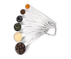 6 pz Set Di Misurazione Cucchiaio, Misurini in Acciaio Inox Measuring Spoons Preciso Cucina Misurini Cucchiai Dosatore Set per Misurazione Ingredienti Asciutti o Liquidi