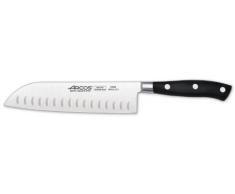 Arcos Serie Riviera - Coltello Santoku Coltello Giapponese - Acciaio Inossidabile Forgiato Nitrum 180 mm - Manico Polioxymetilene (Pom) Colore Nero