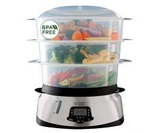 Russell Hobbs Maxi Cook 23560-56 Vaporiera Digitale con 3 Vaschette, 1000 Watt, 10.5 Litri/Serbatoio dell’acqua da 1.3 litri , Nero