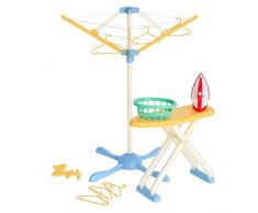 Casdon 61450 Wash Day Set giocattolo Pretend ferro da stiro a vapore e cesto portabiancheria pastello dai 3 anni in su