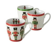 MamboCat Set di 3 bicchieri jumbo Andrew I 350 ml I 3 persone I rosso e verde con motivo schiaccianoci I tazza da caffè per vin brulé, punch, bowle, liquore, ceramica I Christmas Mug I Natale, X-Mas