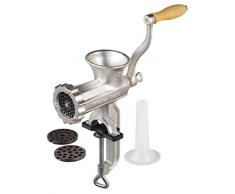 Home Made N. 8 Tritacarne in Ghisa con Accessori per Fare la Salsiccia, Argento