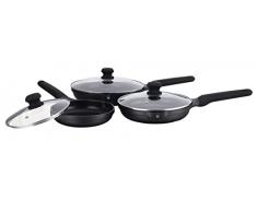 Stone&Stone Padella Antiaderente in pietra fondo a induzione in acciaio, padelle chef professionale, tecnologia tedesca risparmio in bolletta del 50% + coperchio (SET 20-24-28CM)