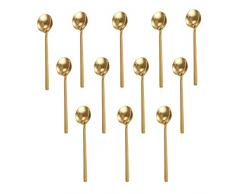 Cucchiaino Da Rotondo in Acciaio Inossidabile Cucchiaio Da Dessert Oro Cucchiaini Da Caffè Dorati Cucchiai in Acciaio Per Uso Domestico Cucchiaini Cucchiaio Rotondo Dorato Per Zucchero Gelato 12 Pezzi