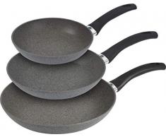 BALLARINI Set di 3 padelle antiaderenti per cottura a induzione, con controllo della temperatura, 20 cm / 24 cm / 28 cm, Ferrara Granitium