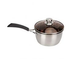 Casseruola in Acciaio Inossidabile con Coperchio in Vetro, Pentola per Pasta da Minestra Piccola da 18cm Pentola per Salsa Addensata a Manico Singolo Pentola