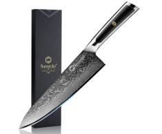 Sunnecko Coltelli da Cucina 20 cm, Coltello Giapponese in Acciaio Damasco 67 Strati, Coltelli da Cucina Professionali con Manico Ergonomico, Coltello Verdure da Chef Multiuso per Carne Pane Frutta