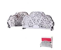 2 Pezzi Portatovaglioli da Tavolo, Portatovaglioli di Carta, Supporto per Tovaglioli da Cucina, in Acciaio Inossidabile, Verticale, per Tavolo da Pranzo, Decorazioni per Feste (14x7,6x3,2cm, Argento)