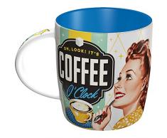 Nostalgic-Art Tazza da caffè retrò Coffee O Clock – Idea Regalo per Amanti della Nostalgia, Ceramica, Divertente Design Vintage con Detto, 1 unità (Confezione da 1)