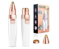 Epilatore per sopracciglia,Epilatore sopracciglia donna,2 in 1 Rasoio elettrico donna sopracciglio e depilazione indolore,Migliore e piu sicuro Epilatore per sopracciglia con luce LED