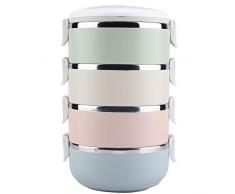 DEWIN Lunch Box Termico,Portavivande Termico Contenitore Porta Pranzo Termico Portatile in Acciaio Inox Scatola Bento Lunch Box (4 Layers)